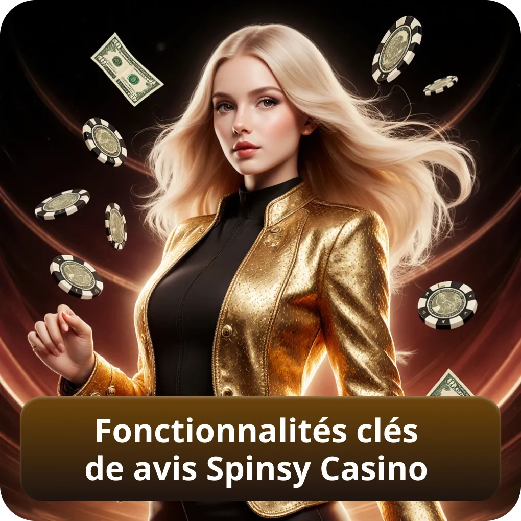 Fonctionnalités clés de avis Spinsy Casino